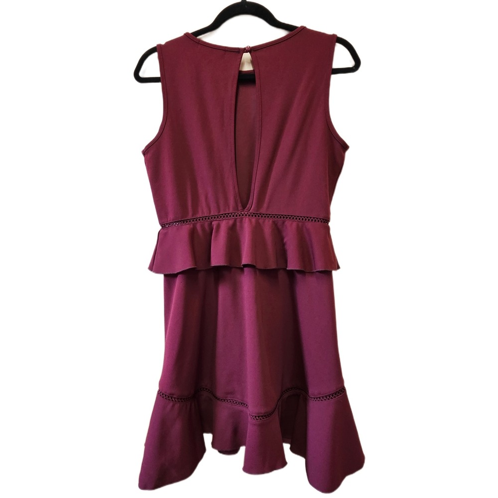 Annice Burgundy Peplum Ruffle Sleeveless Fit & Flare Dress Size L Dark Feminine - Picture 2 of 7